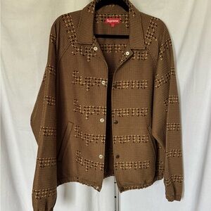 SUPREME Houndstooth Brown Snap Jacket rare